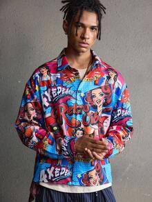 AXEPEAK Men Casual Long-Sleeved Shirts With Fashionable Prints For Everyday Casual Wear, Fall - Multicolor - View 5