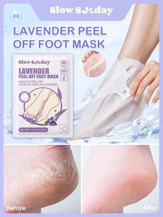 Mascarilla de piel de lavanda SlowSunday, elimina la piel seca y muerta, peeling para pies agrietados, hidratante, calmante, nutrición profunda, estilos acogedores de otoño e invierno, adecuado para otoño e invierno, Y2K, para Halloween, fiestas y regalos, Acción de Gracias y Año Nuevo, regalo de agradecimiento, para Navidad, regalos de Navidad