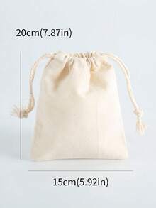 10pcs Plain Drawstring Bags, Gift Wrap Bags - Beige - View 7