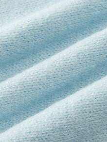 SHEIN Franclia 秋季新款V领收腰针织A字连衣裙，优雅知性 - 藍色 - 查看 7