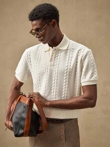 AKNOTIC Men's Short Sleeve Textured Casual Commute POLO Shirt