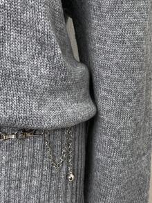 EgrlEra Jeanoir 单肩纯色针织毛衣连衣裙 - 灰色 - 查看 4