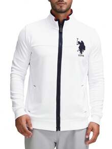 US Polo Assn Men's Zip-Up Sweatshirt White