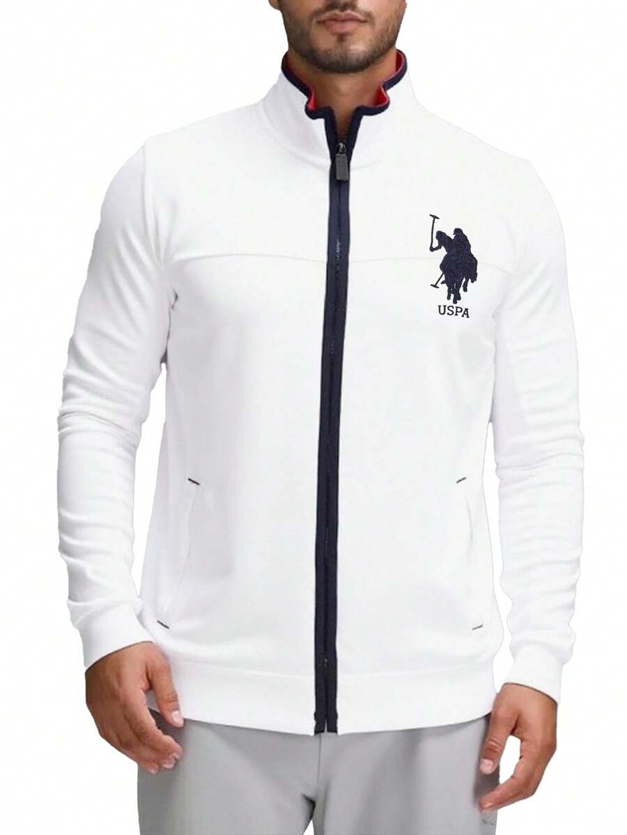 US Polo Assn Men's Zip-Up Sweatshirt White