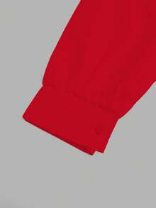 Sweetra CURVE Blusa de manga larga con cuello en U, unicolor, contraste, abertura delantera con cordón, silueta evasé, talla grande - Multicolor - Ver 4