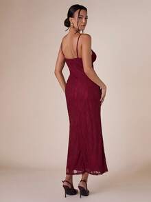 COSMINA Robe camisole en dentelle élégante pour femme, convient aux occasions formelles - Rouge foncé - Voir 2