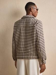 AKNOTIC Business Casual Men's Fashionable Commuter Houndstooth Overcoat, For Fall Winter, Christmas