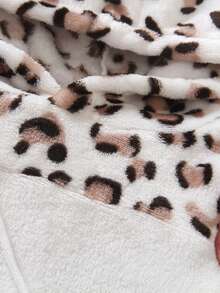 2pcs Baby Girls Leopard Patchwork Fleece Sweatshirt Set, Pink Contrast Color Hoodie And Pants, Fashionable Casual Outfit - Multicolor - View 9