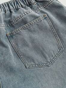 SHEIN Quần jean Y2k dáng rộng phong cách đường phố gợi cảm màu xanh denim ống rộng, quần ống rộng, quần áo trở lại trường, quần giáo viên, quần áo mùa thu, quần jean nữ, quần jean xám, quần jean ống đứng, quần jean rộng thùng thình, trang phục thường ngày cho phụ nữ, quần ống rộng - Màu xanh nhạt - Xem 4
