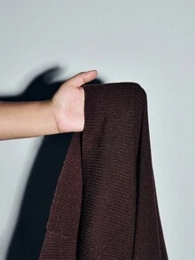 SHEIN Luminelle Women's Casual Fashion Young Minimalist Versatile Fitted Round Neck Lantern Sleeve Mermaid Hem Sweater Dress, Autumn/Winter