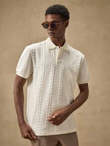 AKNOTIC Men's Short Sleeve Textured Casual Commute POLO Shirt