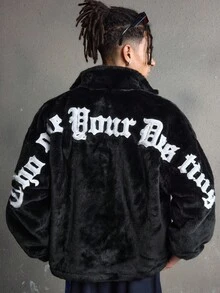 AXEPEAK Giacca casual da uomo con ricamo a lettera, autunno/inverno