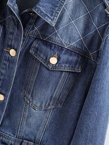 GlowEve 女士休闲水洗短款牛仔夹克 - 藍色 - 查看 3