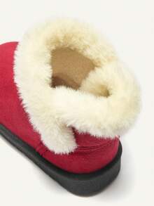 Cozy Pixies 1 Pair Girl Burgundy Fashionable Fluffy & Warm Snow Boots, Comfortable Daily & Sports Wear, Autumn/Winter