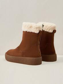 OUTDOORSY Women Side Zipper Fashion All-Match Snow Boots With Thermal Lined For Christmas And New Year Holiday Vibe Fall And Winter - Khaki - View 4