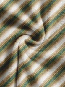 Resyla Women's Casual Striped Short Sleeve Cropped T-Shirt, Summer - Multicolor - View 5