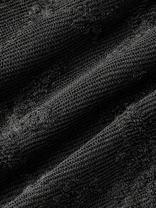 SHEIN MOD Váy ôm sát màu mơ cổ chữ V tay loe buộc eo phía trước xếp nếp xếp nếp - màu đen - Xem 4