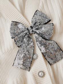 SHEIN MOD Plus Size Apricot Sequin Bow Decor Ribbed Cardigan, Fashion Theme Park/Winter - Apricot - View 5