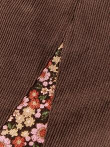 ROMWE MEN Casual Men's Corduroy Patchwork Ditsy Floral Pants, Fall/Winter