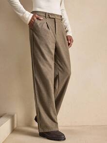 AKNOTIC 男士褶皱口袋宽松休闲阔腿裤，秋季 - 卡其色 - 查看 3