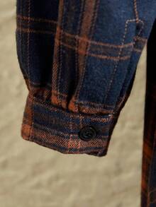 Rusticease 大码女式格子长袖纽扣休闲衬衫裙秋冬女装 - 彩色 - 查看 7