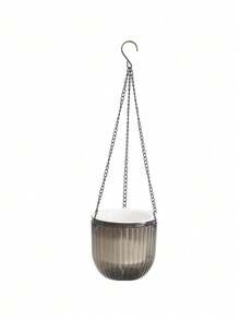 1 件简约设计透明悬挂花盆，塑料大口自浇水篮，可视水位吊兰花盆 - 無色 - 查看 4