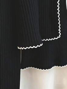 INAWLY Bộ 2 món áo hai dây và áo khoác cardigan thời trang nữ thanh lịch, giản dị, lãng mạn - màu đen - Xem 5