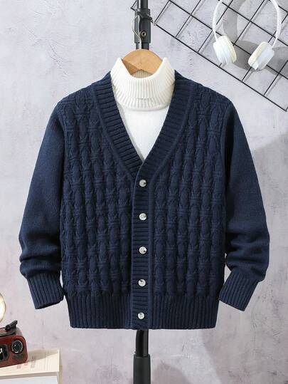 Boys' Thick Cable Knit Vintage Casual Sweater Jacket, Long Sleeve, Autumn/Winter Navy Blue Cardigan Kids Cardigan Sweater Cardigan Boys Boys Sweater Jacket Boys V-Neck Sweater 8 Years Old Boy Knitwear Boys Sweater Jacket Navy Blue Sweater Kids Blue Cardigan Kids Cardigan Boy Kids Cardigan Sweater 8 Years Old Boy Knitwear Boys Sweater Jacket Kids Knitwear Sweater Blue For Kids Boys Blue Cardigan Blue Knit Cardigan