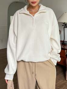 DAZY 休闲宽松长袖百搭少女运动衫 - 白色 - 查看 8