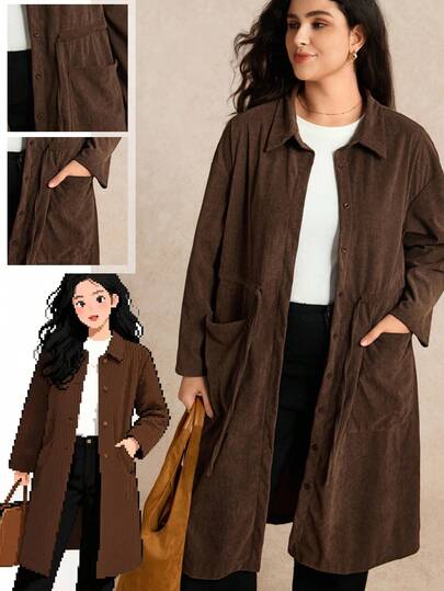 Nubod Fashionable Casual Vintage Waist Cinched Versatile Commuter Jacket