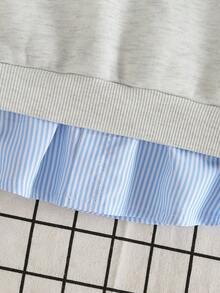 Genkimix Kids 1件装少女款男女通用灰色条纹套头卫衣，百搭春秋冬装，学院风，高品质面料，适合街头、通勤、上学、返校季穿着，可爱纯棉卫衣上装 - 彩色 - 查看 6