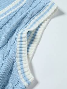 Manfinity EZcore Men Casual Cable Knit Cricket Sweater Vest , Fall/Winter - Baby Blue - View 5