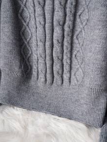 Sweetra Autumn/Winter New Arrival Square Collar Loose Knit Casual Elegant Commuting Women Gray Pullover Sweater - Grey - View 6