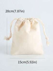10pcs Plain Drawstring Bags, Gift Wrap Bags - Beige - View 11