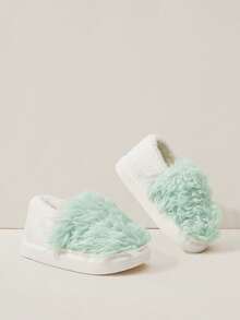 Cuccoo Chinelos Domésticos Simples de Moda Feminina Hui Zi, Estilo Coreano com Sola Grossa, Leves, Antiderrapantes e Quentes para Uso Interno, Inverno - Azul bebê - Visão 2