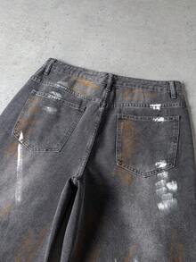 Manfinity Denimwave Men's Contrast Graphic Print Pocket Loose Fit Jeans - Grey - View 5