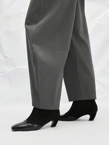 Mnmlis Women's New Side Zipper Square Toe Knee-High Boots - Black - View 3