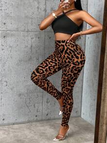 VaVaBold 女士豹纹休闲紧身裤，舒适适合户外、居家、度假，数码全印花设计 - 彩色 - 查看 3