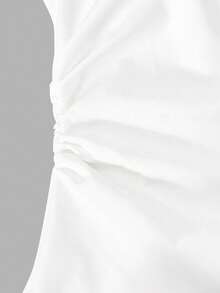Teen Girl Bow Print Long Sleeve Button-Down Fitted Casual Shirt - White - View 3