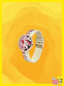 LOONEY TUNES X SHEIN Montre à quartz à motif rayé et lapin de dessin animé