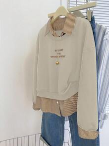 SHEIN PETITE CURVE 大码女式休闲二合一长袖运动衫