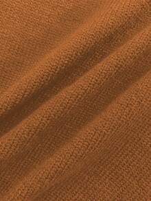 SHEIN LUNE Minimalistyczny, szykowny, damski sweter z dzianiny kablowej w kolorze brązowym, z odkrytymi ramionami i długim rękawem, jesień/zima - Pomarańczowy - Zobacz 7