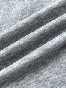 SHEIN 青少年女孩灰色针织字母印花休闲舒适百搭运动高领半拉链保暖衬里运动衫 - 灰色 - 查看 7