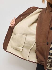 Abrigos casuales de manga larga con botones delanteros para niñas preadolescentes, otoño/invierno - Café integral - Ver 7