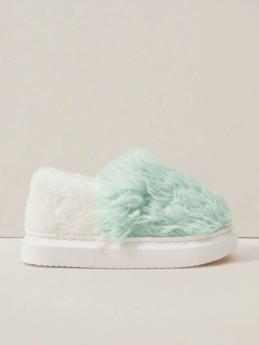 Cuccoo Chinelos Domésticos Simples de Moda Feminina Hui Zi, Estilo Coreano com Sola Grossa, Leves, Antiderrapantes e Quentes para Uso Interno, Inverno - Azul bebê - Visão 1