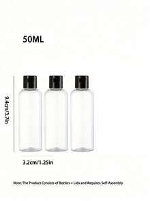 1/3/5 件旅行瓶带翻盖空透明分配器容器适用于旅行装化妆品旅行必需品、便携式配件储存 - 黑色 - 查看 14