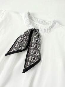 INAWLY 女士围巾领长袖优雅衬衫 - 白色 - 查看 6