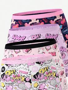 Tween Girl Lingerie Panties Cotton Cute Cool Dancing Rabbit Four Seasons Panties - Multicolor - View 4