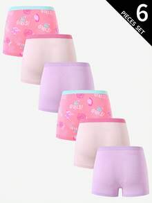 6件套女童纯棉可爱猫咪和心形印花内裤套装 - 彩色 - 查看 2