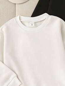 SHEIN Playful Pals 3 件套休闲百搭黑白灰色长袖圆领运动衫，适合幼儿男孩，基本款套头衫，秋冬，男婴服装，男女通用黑白灰色女婴套头衫